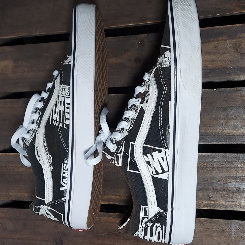 Vans Off the Wall logo Old Skool black and white skateboard Unisex sneakers - Picture 8 of 11